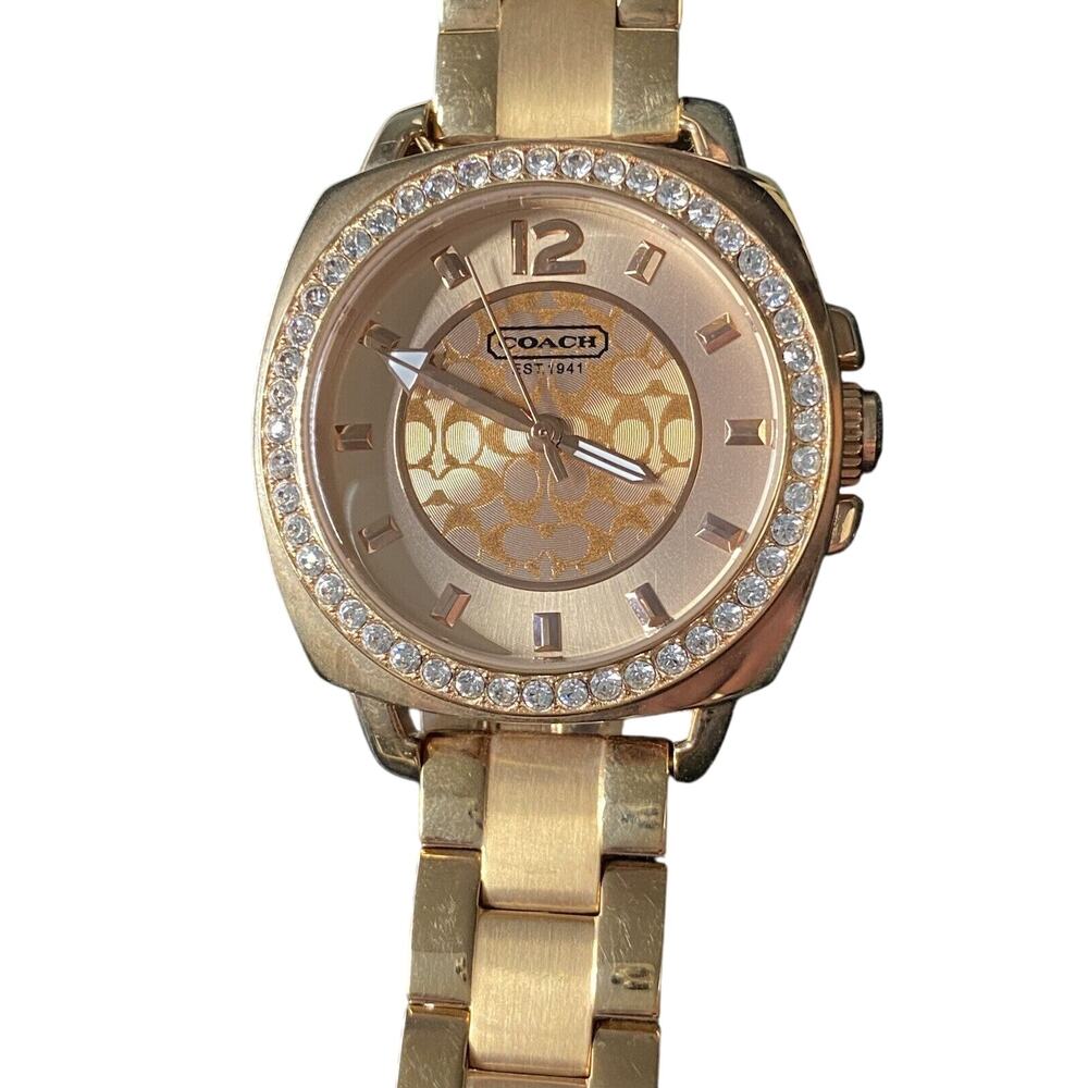 Coach Women's Boyfriend Mini Rose Gold Tone Bracelet 14501701 Womens Watch - Picture 6 of 8